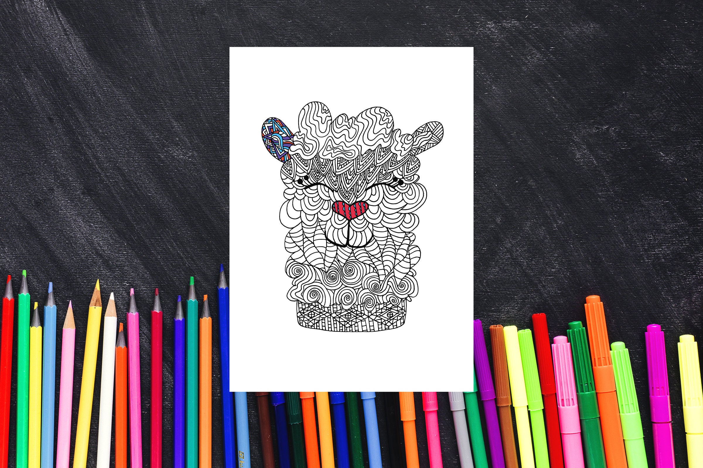 Animal PDF Coloring Page for Adults Digital Doodle Coloring - Etsy