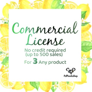 Commercial License - Digital Download Printable ClipArt Watercolor Clipart Add-On - License to use 3 set up to 500 times for sale