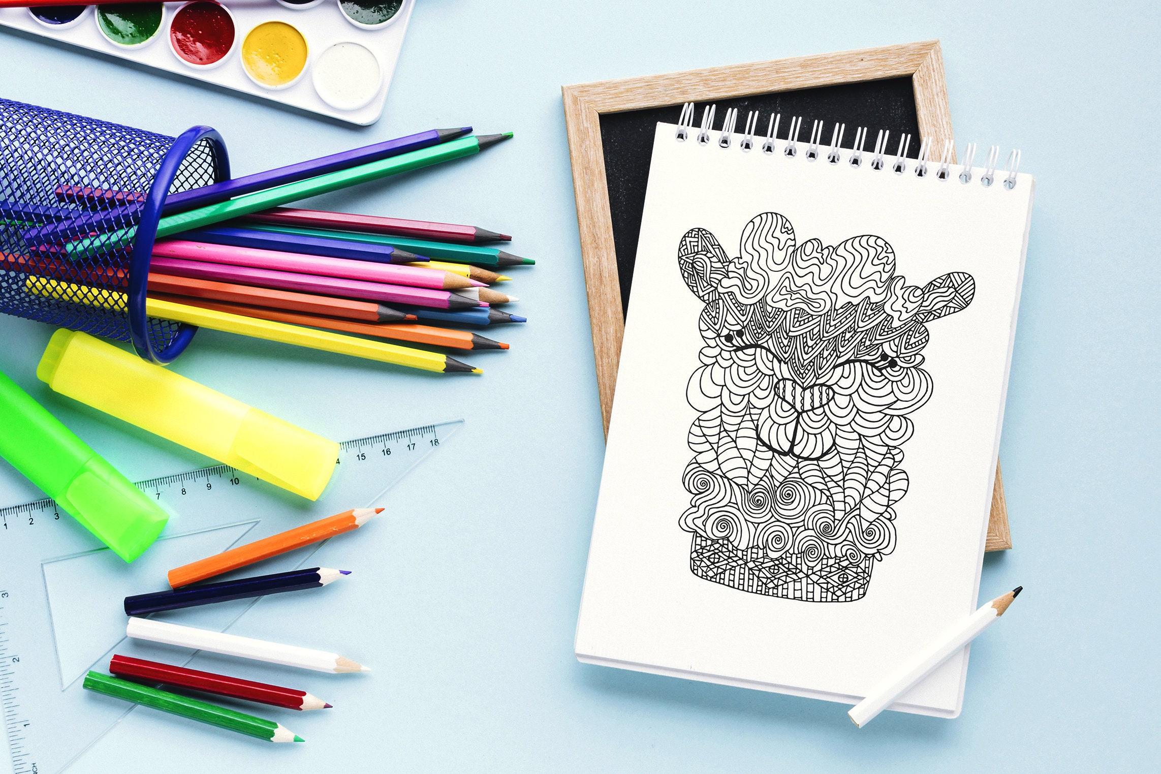 Animal PDF Coloring Page for Adults Digital Doodle Coloring - Etsy