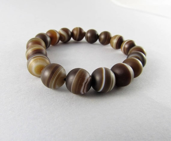 Natural chinese agate beads bracelet. Adjustable b