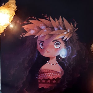 Lamina Print Fanart Princess Princesa Magia Magic Vaiana Maui Ocean Te fiti How far i'll go water wild boat kakamora maori milvilla children