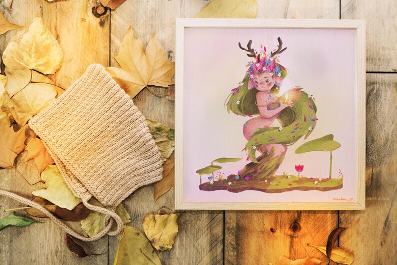 Print Spring Ilustracion primavera Forest nymph illustration Ninfa del bosque Ilustracion Fantasy illustration Digital art Magic creature image 1