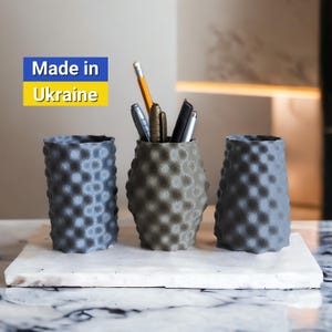 Modern Pen Holder | Textured Desk Organizer | Pencil Pot