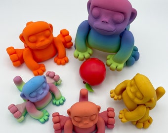 Leuke 3D-print aap | Trek aan zijn staart om zijn armen te bewegen| 3D-geprint speelgoedaapje