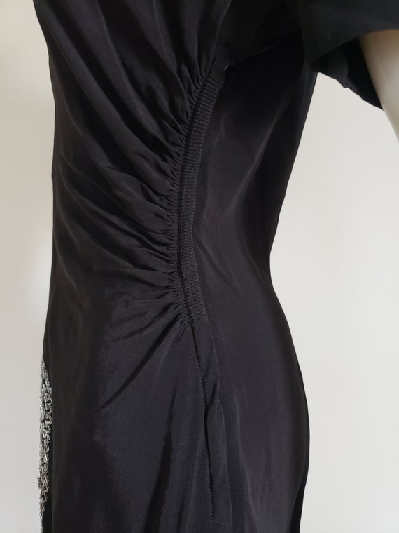 Elegant 1940s 40s matte black cold rayon short sl… - image 5