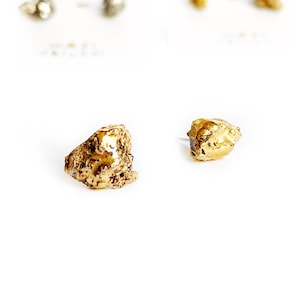Black porcelain, gold plated unisex stud earrings &quot;Pieces of gold&quot;, golden pieces earrings