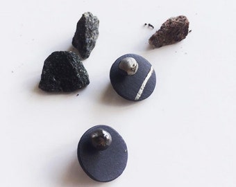 Black porcelain double sided stud earrings