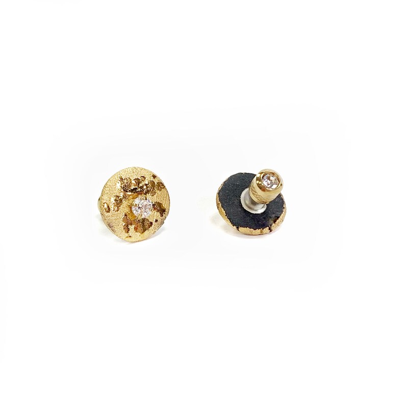 Black porcelain earrings with titan, gold plated Klimt 1 zdjęcie 6