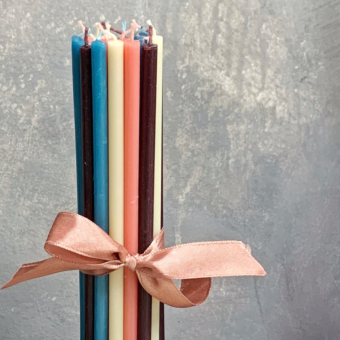 Set of 20 Beeswax Thin Taper Candles in Pastel Colors Etsy