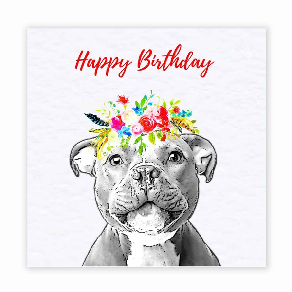 Staffordshire Bull Terrier Birthday Day Card - Staffie Staffy Birthday Day Card