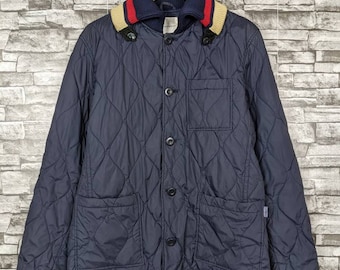 Vintage 90s Boycott Quilted Light Button Up Jacket Outerwear Large Size Label Navy Color