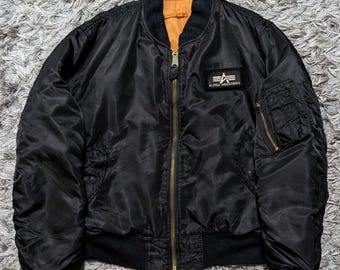 Vintage Corinth MFG USA Black Bomber Jacket Size L MA-1 Flight