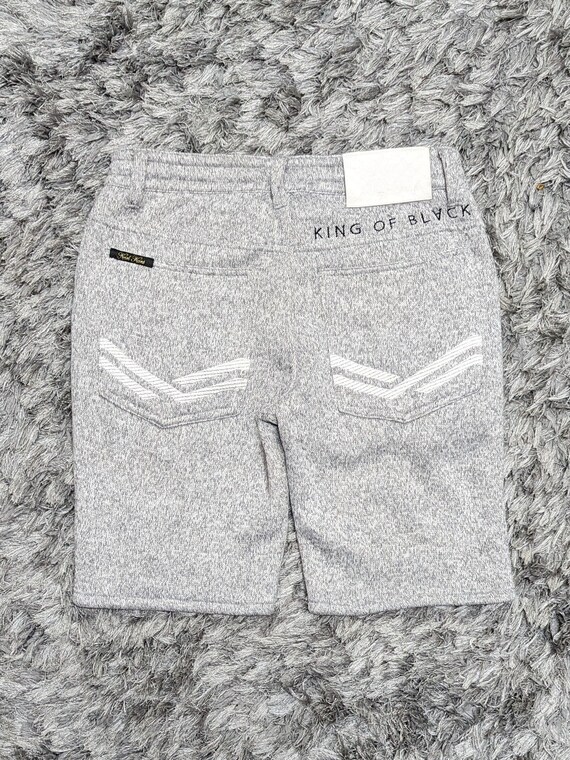 Vintage Karl Kani King of Blavk Sherpa Fur Lined Sweat Shorts, Y2K Heather Grey Fleece Hip Hop Bottoms Japan Size S US 30