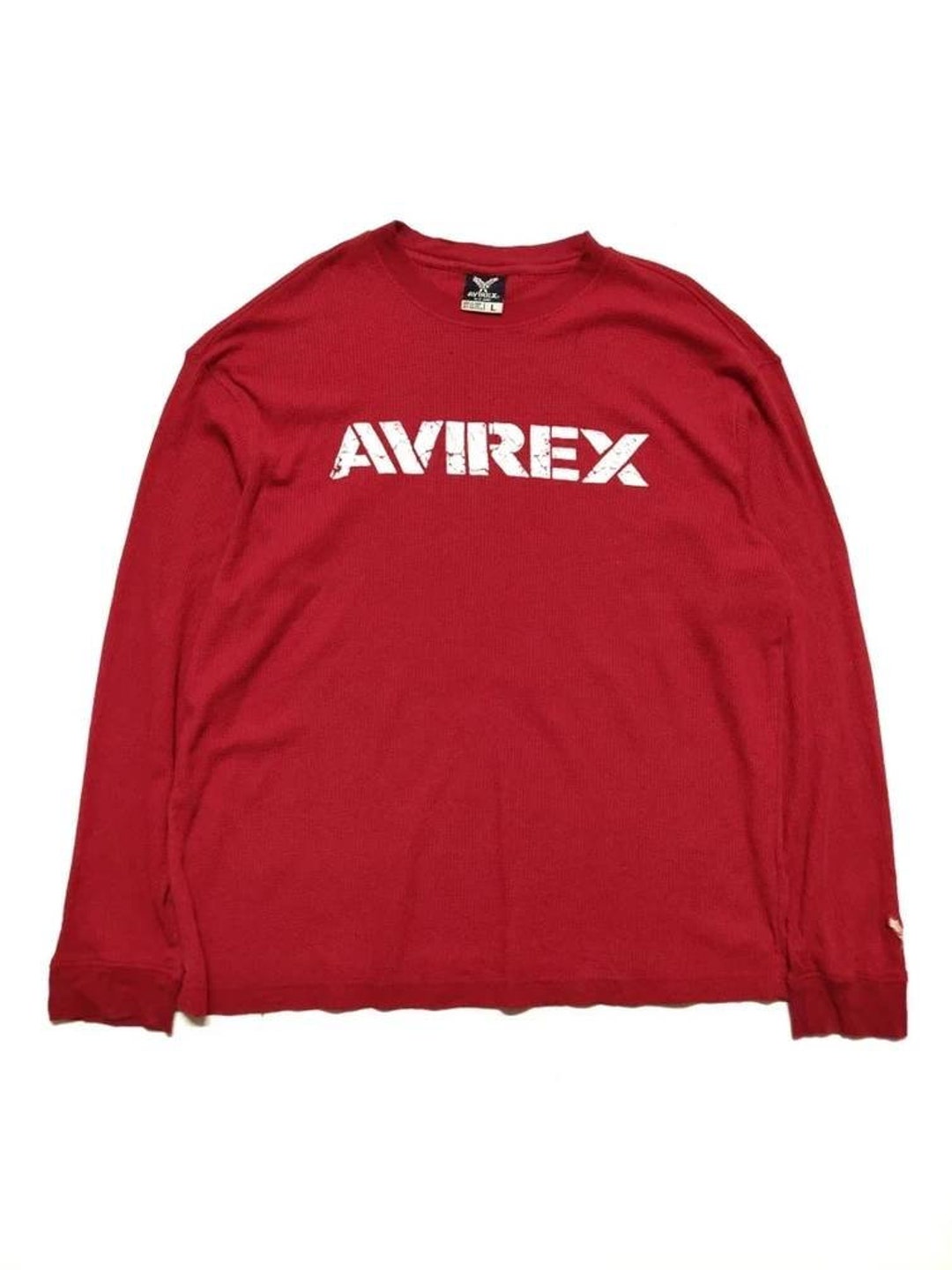 90s Vintage Avirex Long Sleeve Shirt Big Logo Red Version Size 