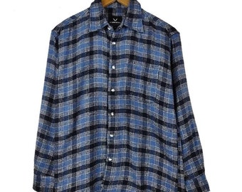 Flannel Japanese Brand Finch Japan Blue Check Button Up Shirt Oxford Flannel Size M Color Blue