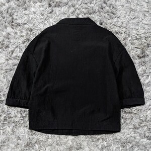 Limi Feu Cropped Pleated Jacket, Yohji Yamamoto Archive Black Crinkle Avant Garde Cupra Short Funnel Neck Coat Women Size S image 3