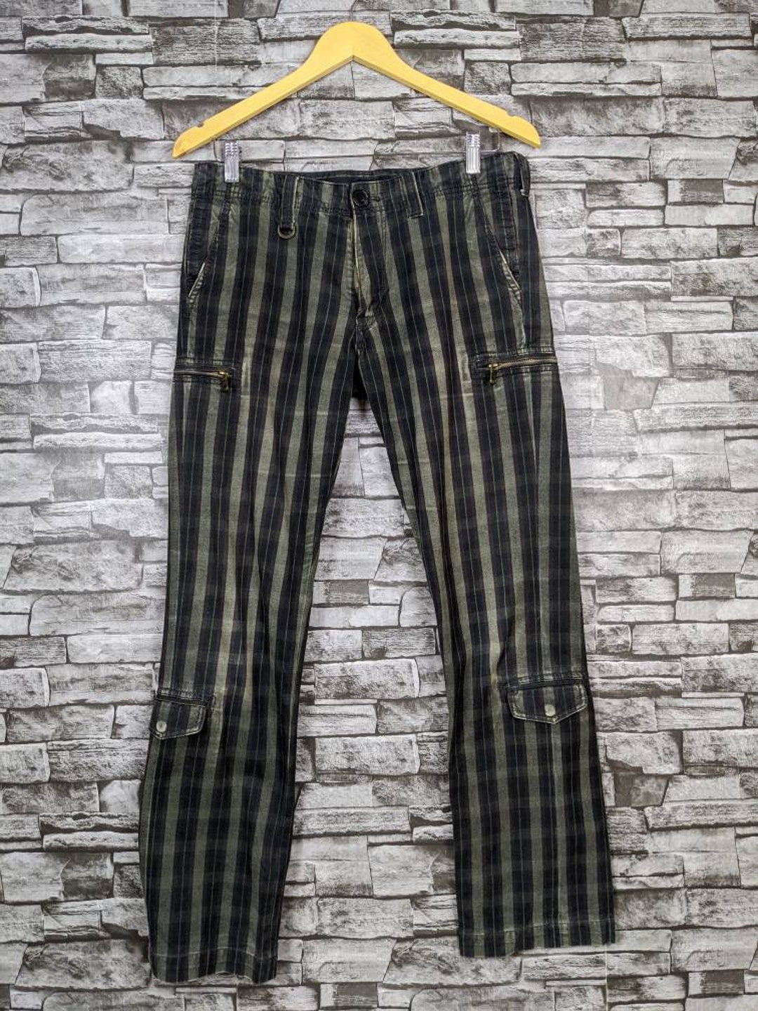 Vintage 90s Abahouse Stripes Cargo Zipper Pants Trousers Green - Etsy
