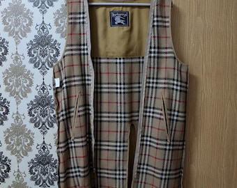 Vintage 90s Burberrys Nova Check Trench Coat Lining Wool Burberry London