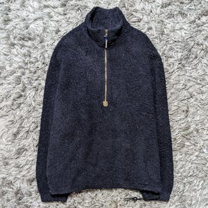 Vintage 90s Pendleton Fleece Pullover Jacket, Navy Blue, Size M
