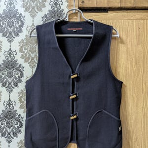 Balance Harmony United Arrows Wool Gilet Vest Mens Medium Navy Blue Toggle Button Sailor Logo Jacket Made in Bulgaria Gorpcore