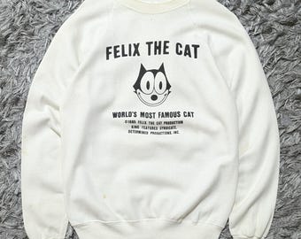 Vintage 1985 Levis x Felix the Cat Sweatshirt, White, Medium