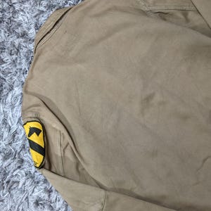 Vintage Avirex USA US Army Duck Canvas Jacket, Khaki Military Fatigue 1st Cavalry Patch Field Coat Streetwear Men Size M image 7