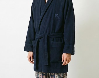 Abrigo Burberry vintage de los años 90, azul marino oscuro, cruzado, talla M