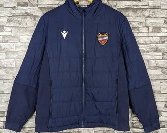 Vintage Levante UD Macron Training Puffer Jacket Zipper Coat Medium Size Navy Color