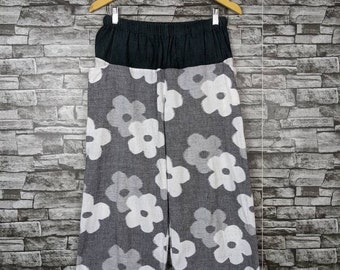 Vintage 90s Sou Sou Button Trousers Sleep Wear Flowers Pattern Fleece Monogram Overprint Casual Wide Pants