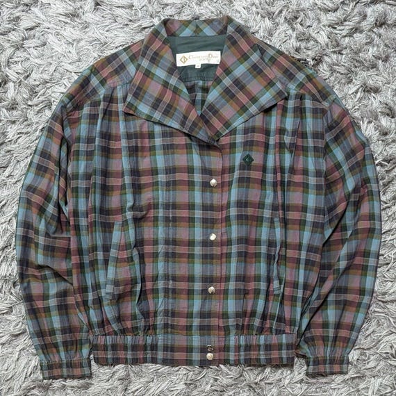 Vintage 90s Christian Dior Sports Bomber Jacket Checkered
