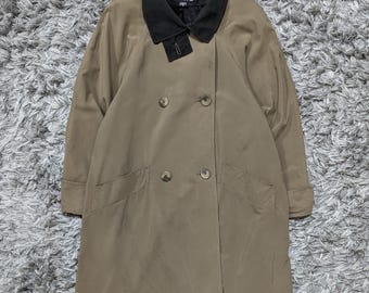 Vintage 90s Beige Trench Coat, Steve by Searle, Made in USA, Medium