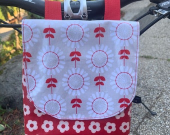 Lenkertäschen aus Wachstuch, Fahrradtasche, Korb,