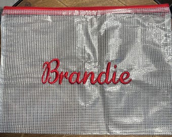 Gestickte Netztasche 23x3m, wasserfeste Reißverschlusstasche für Schule, Bürobedarf, Spielzeug, Puzzles, Wickeltaschen, am Pool, am See