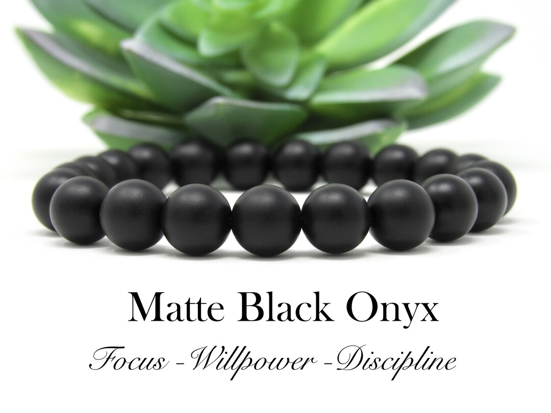 Matte Black Onyx Stone Bracelet Etsy
