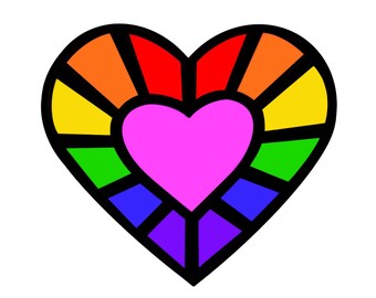 Rainbow Heart Gem Stickers