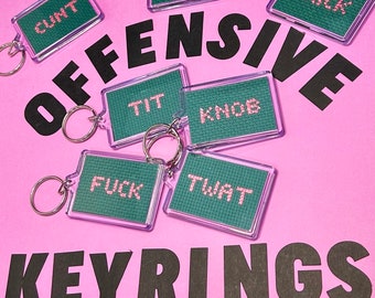 Cunt Offensive Cross Stitch Keyring