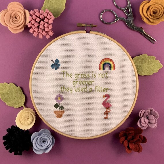 The Grass Is Not Greener They Used A Filter Cross Stitch Etsy
