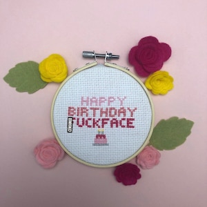 PDF Joyeux anniversaire fuckface motif de point de croix téléchargement numérique