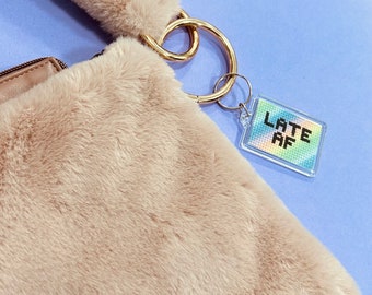 Late AF Cross Stitch Keyring