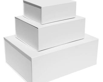 White Magnetic Gift Boxes available in 8 box sizes