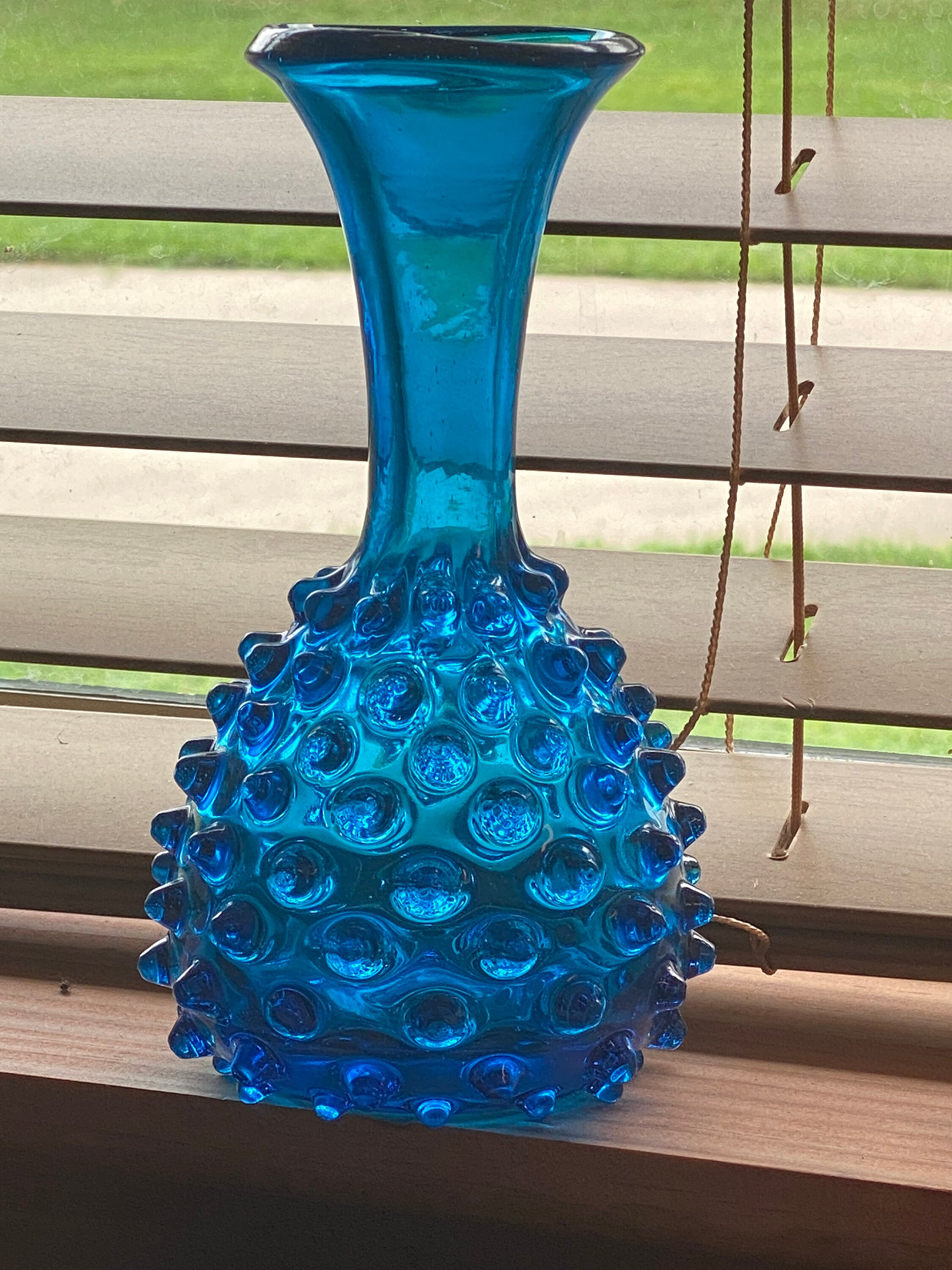 Mid Century Italian Hand Blown Hobnail Vase Etsy