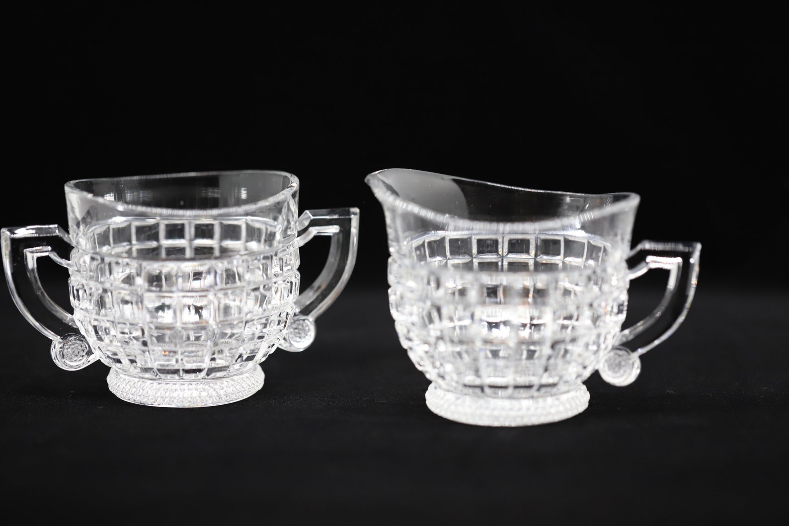 Vintage Heisey Glass Victorian Cream and Sugar Set Etsy