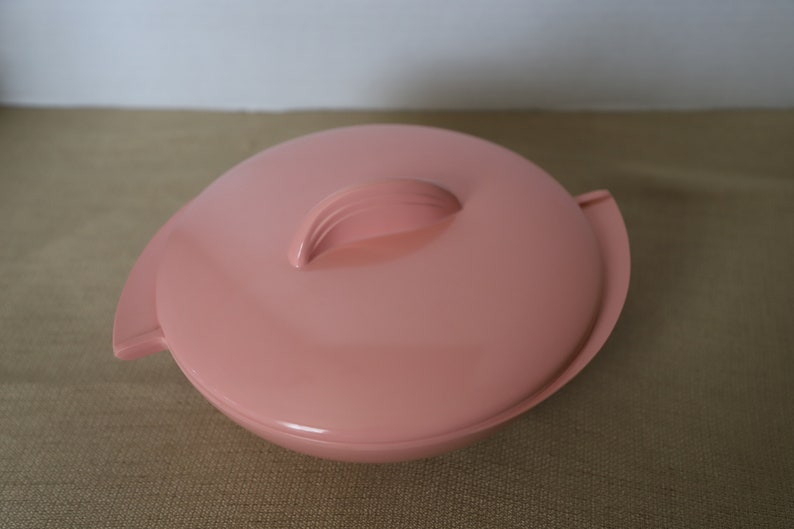 Mid Century Kitchenware 1950s Pink Boontonware Melmac Covered Serving Dish