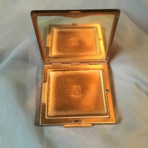 Vintage 1950's Shields Mother of Pearl and Black Enamel Powder Cosmetics Compact image 2