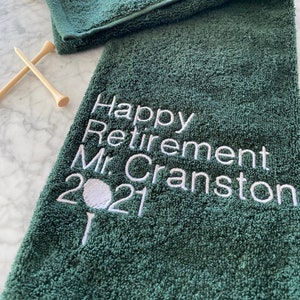 Happy Retirement Embroidered Golf Towel | Personalized Embroidered Golf Towel | Golf Towel | Gift for Him | Gift for Her