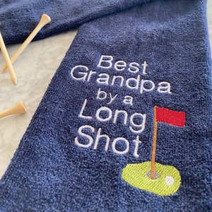 Best Grandpa By a Long Shot Embroidered Golf Towel | Personalized Embroidered Golf Towel | Golf Towel | Gift for Him | Father's Day