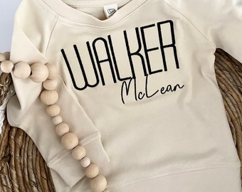 Personalized Embroidered Crewneck Kids Sweater | Custom Name Long Sleeve | Baby Sweater | Coming Home Outfit | Baby Shower Gift