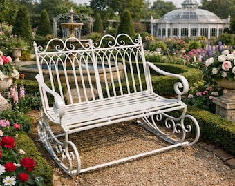 Rocking Garden Bench in Antique Cream colour Stunning Seating