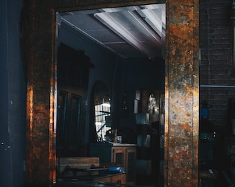 Industrial Rustic Copper Style Framed Bevelled Mirror Modern Look & Style Small