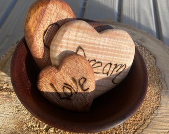 Bell Shaped Bowl Full of Hearts ~Artisan Hand Turned ~ Made in USA ~ Keepsake ~ Black Walnut